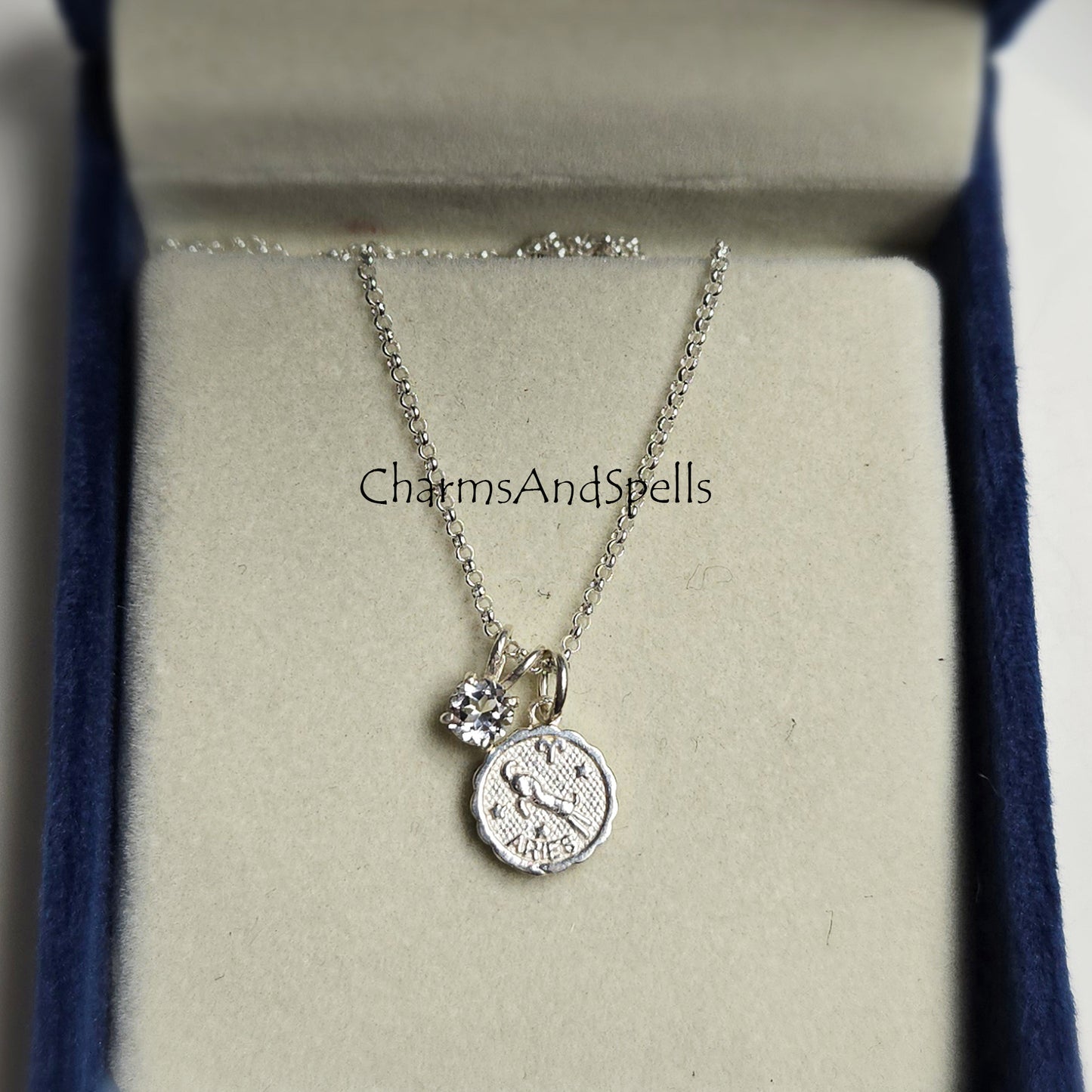 925 Silver Aries Zodiac Necklace, American Diamond Necklace, Constellation Aries Sign Pendant Necklace, Silver Minimalist Necklace, Gift
