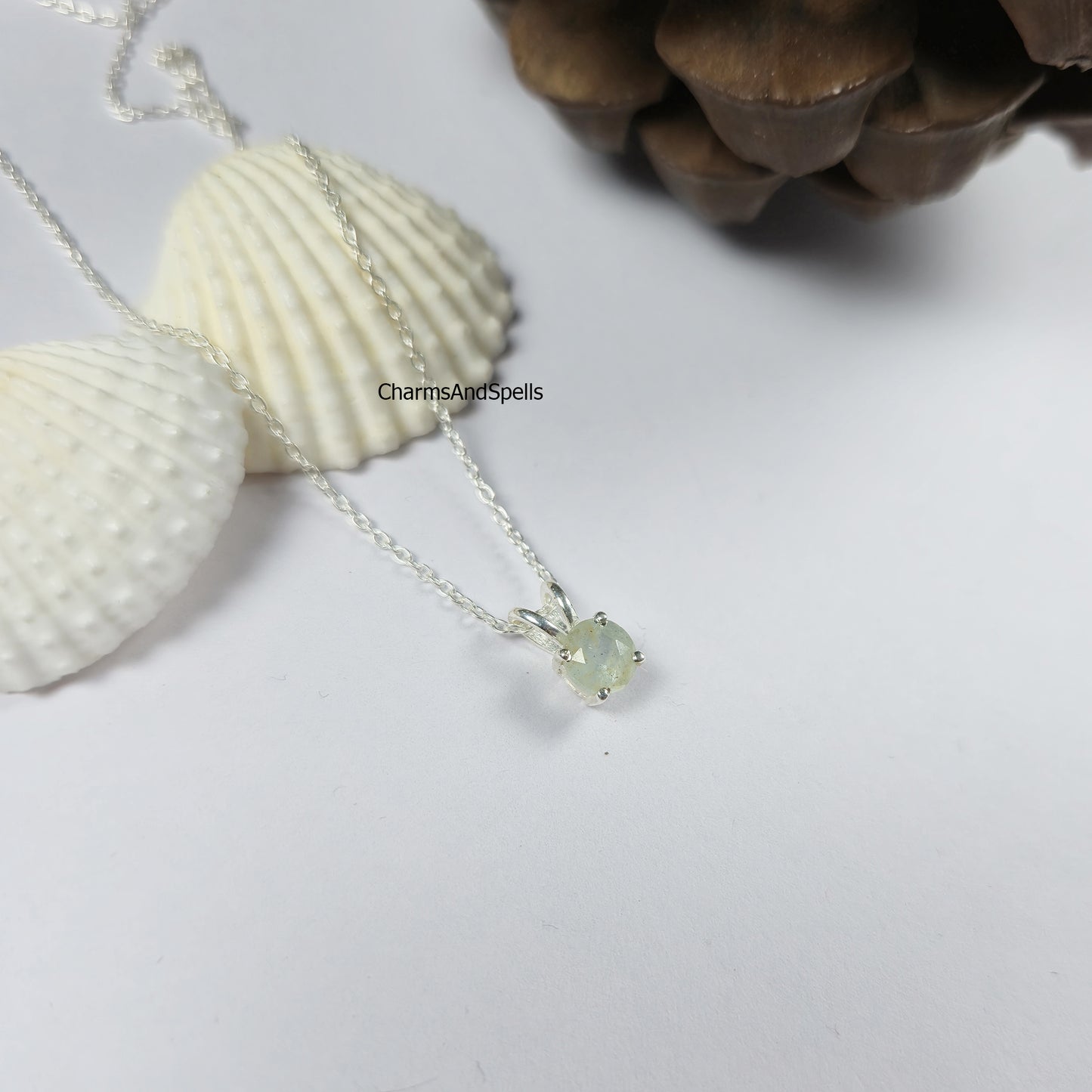 Tiny Aquamarine Necklace, Dainty March Birthstone Jewelry, Aquamarine Blue Charm, Sterling Silver Necklace, Gift for Her