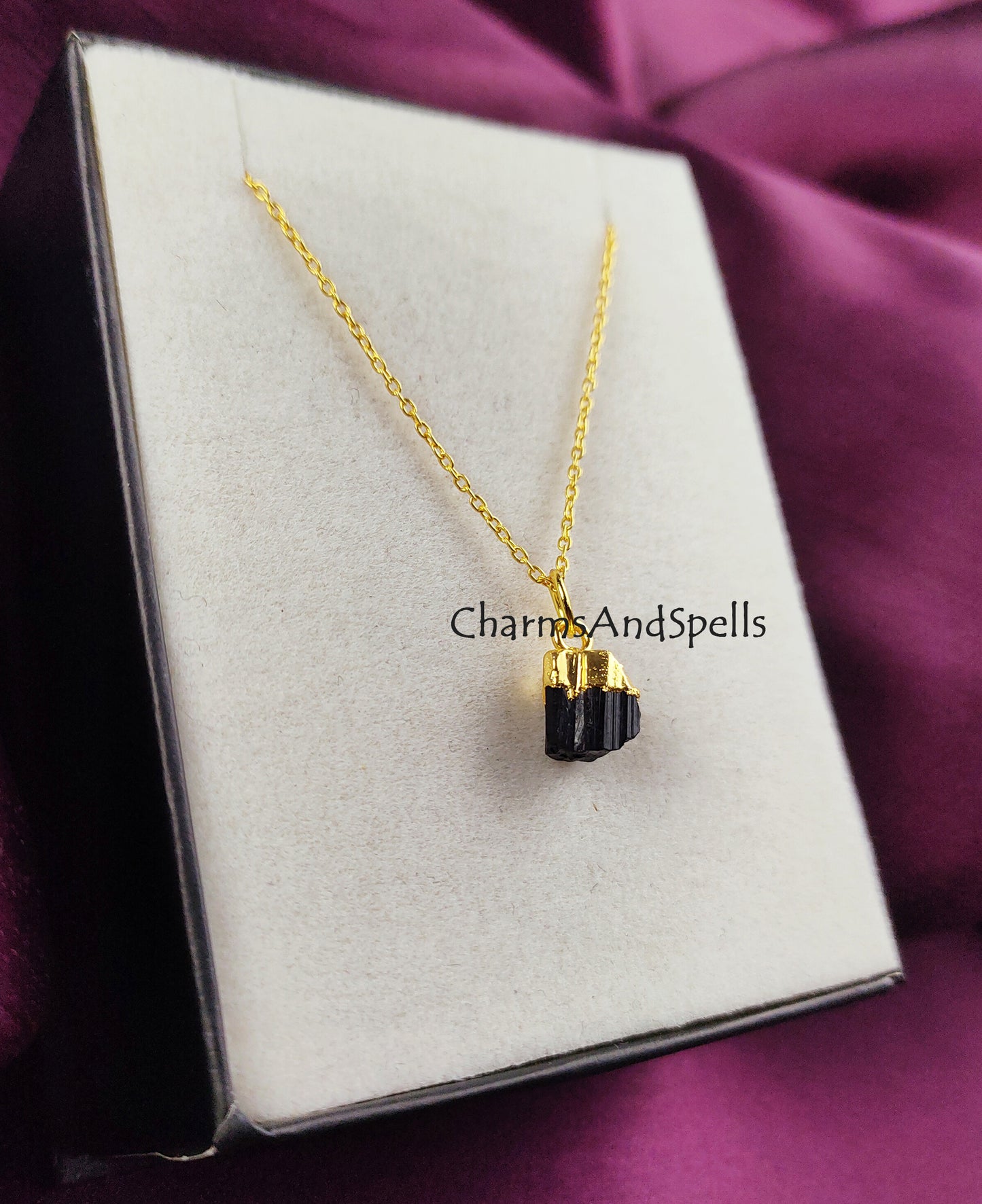 Raw Black Tourmaline Necklace | Grounding Crystal Pendant