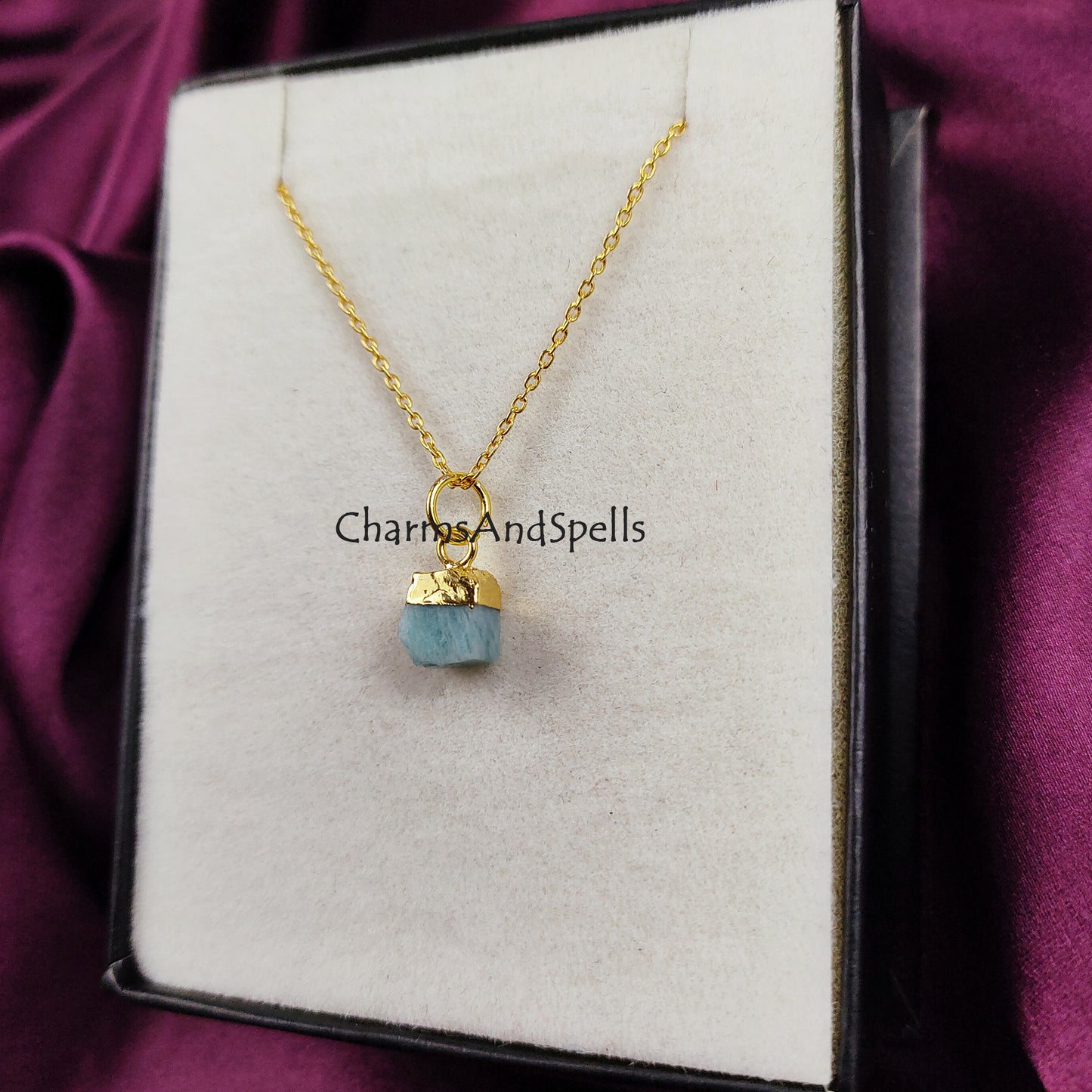 Raw Amazonite Necklace | Natural Gemstone Pendant Dainty Choker Jewelry