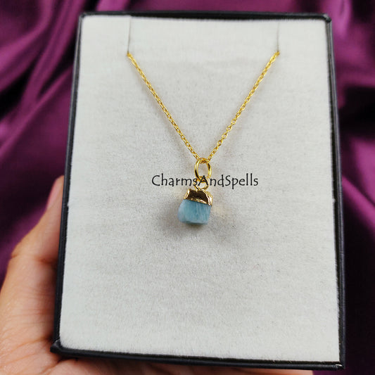 Raw Amazonite Necklace | Natural Gemstone Pendant Dainty Choker Jewelry