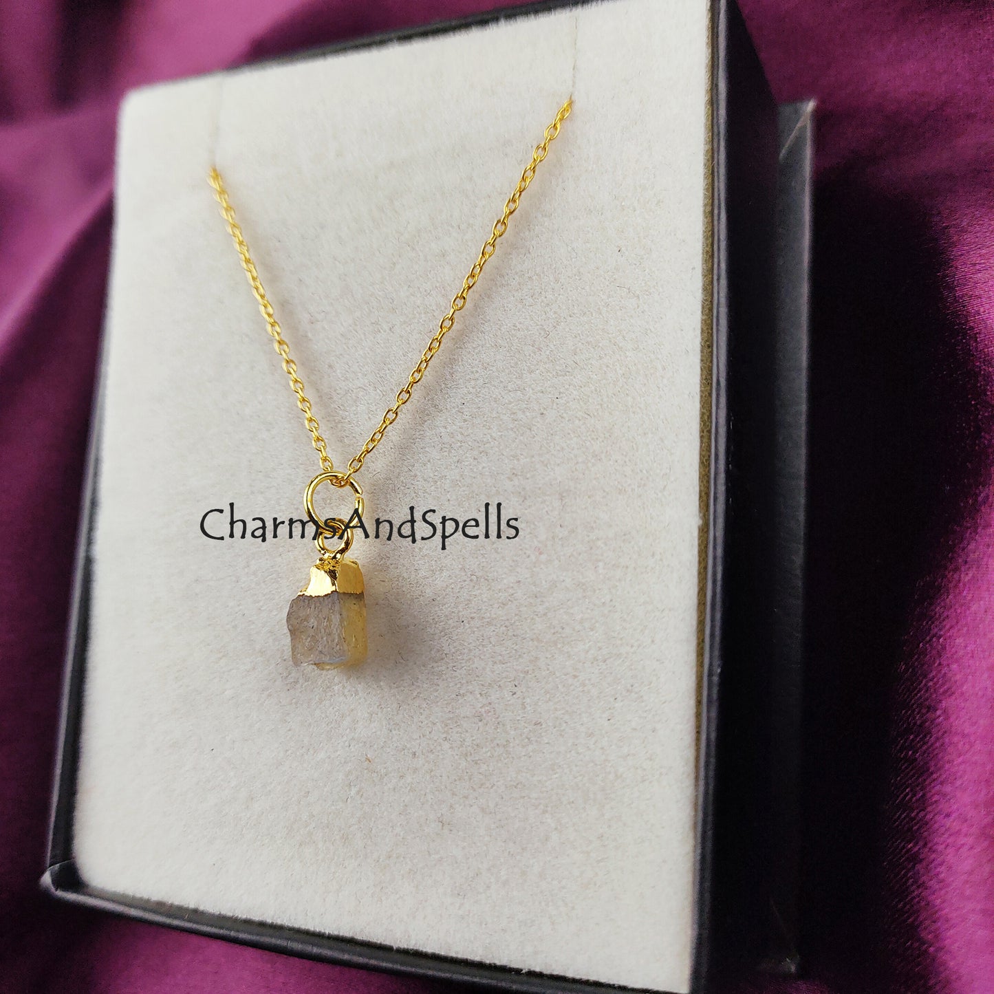 Raw Labradorite Necklace | Rough Crystal Charms Pendant Silver Plated Jewelry