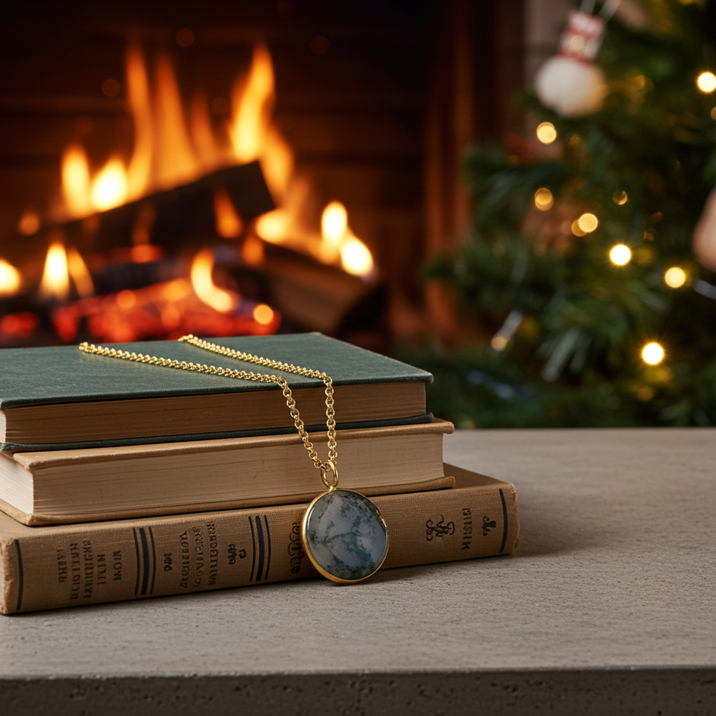 Moss Agate Pendant Necklace