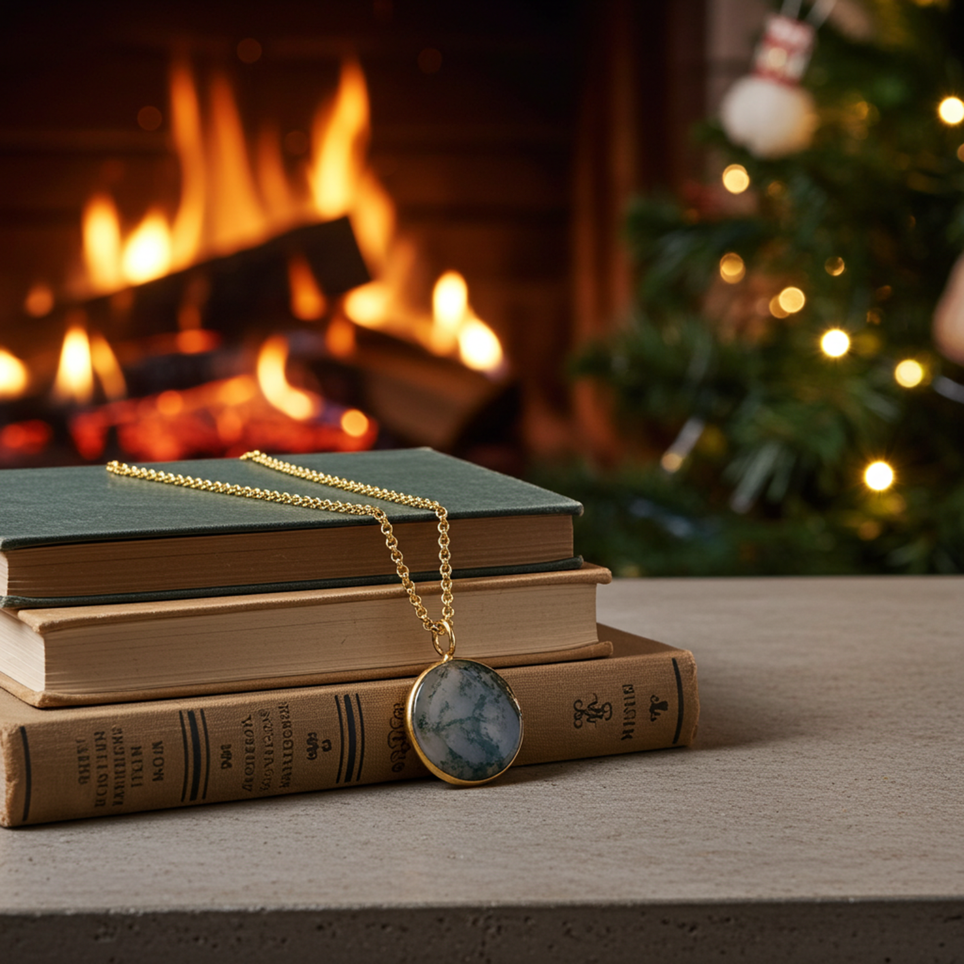 Moss Agate Pendant Necklace