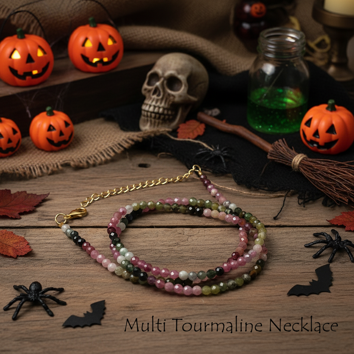 Multi Tourmaline Necklace| Natural Multi-Color Faceted Gemstone Beads Jewelry