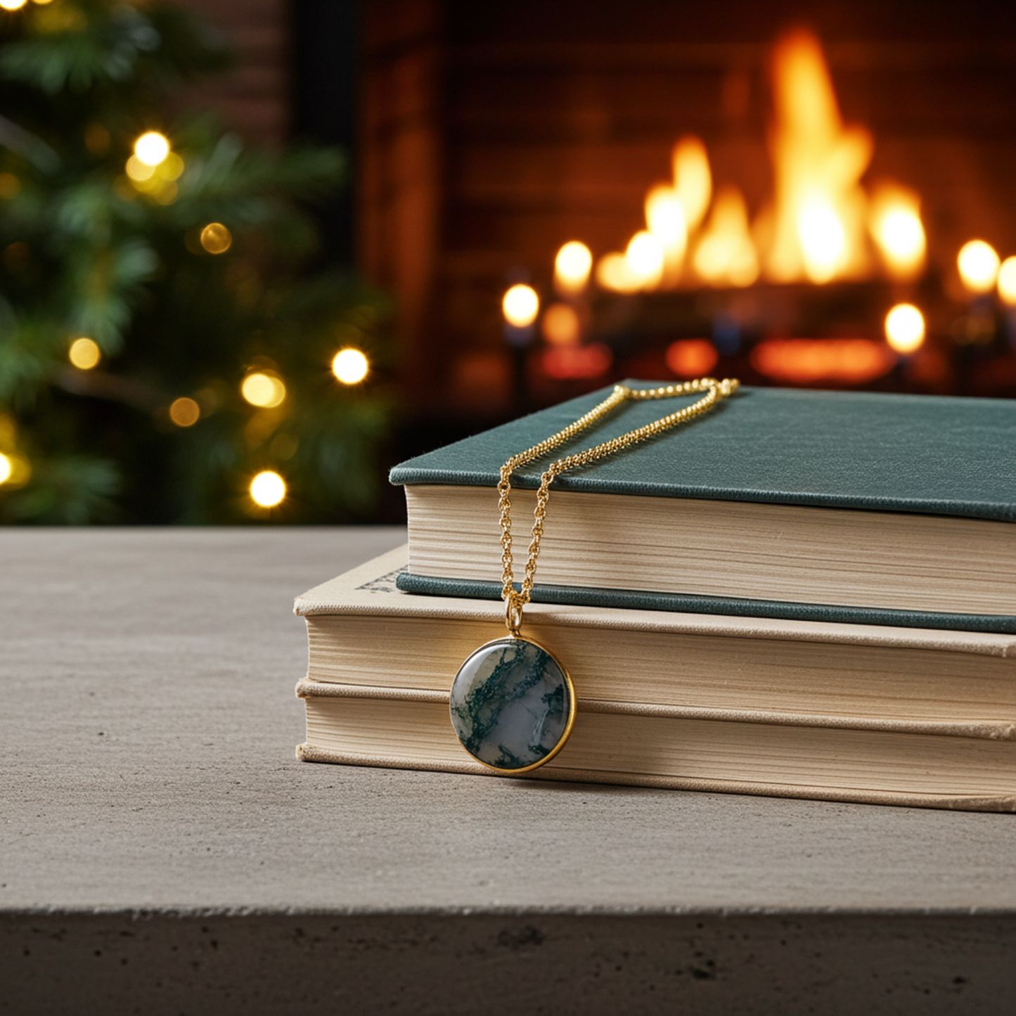 Moss Agate Pendant Necklace jewelry