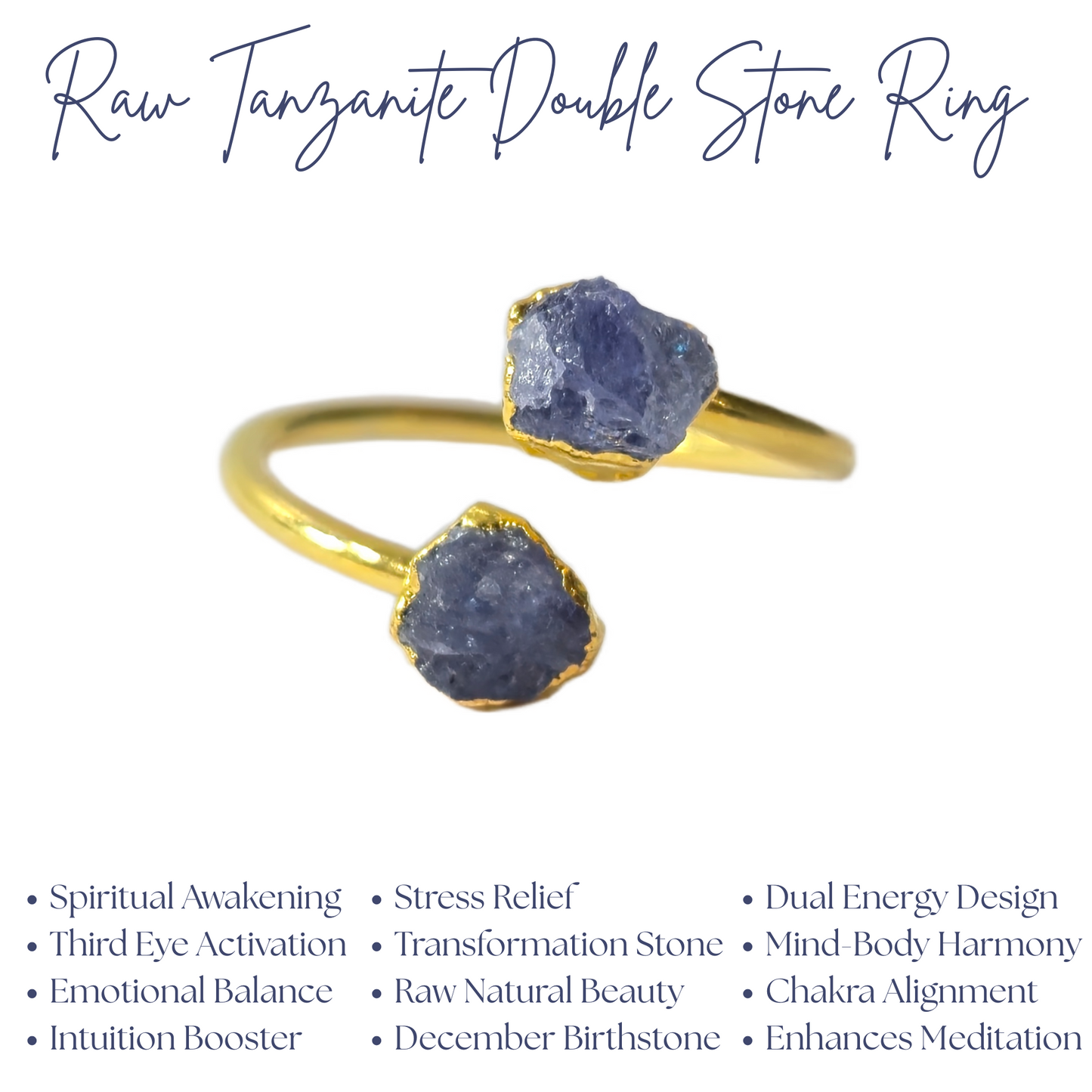 Natural Tanzanite Ring | Raw December Birthstone Dainty Handmade Jewelry