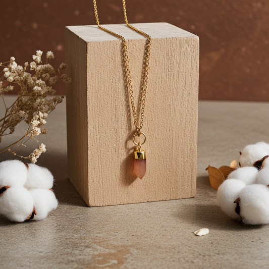 Chocolate Moonstone Spike Necklace, 14K Gold Plated Handmade Jewelry