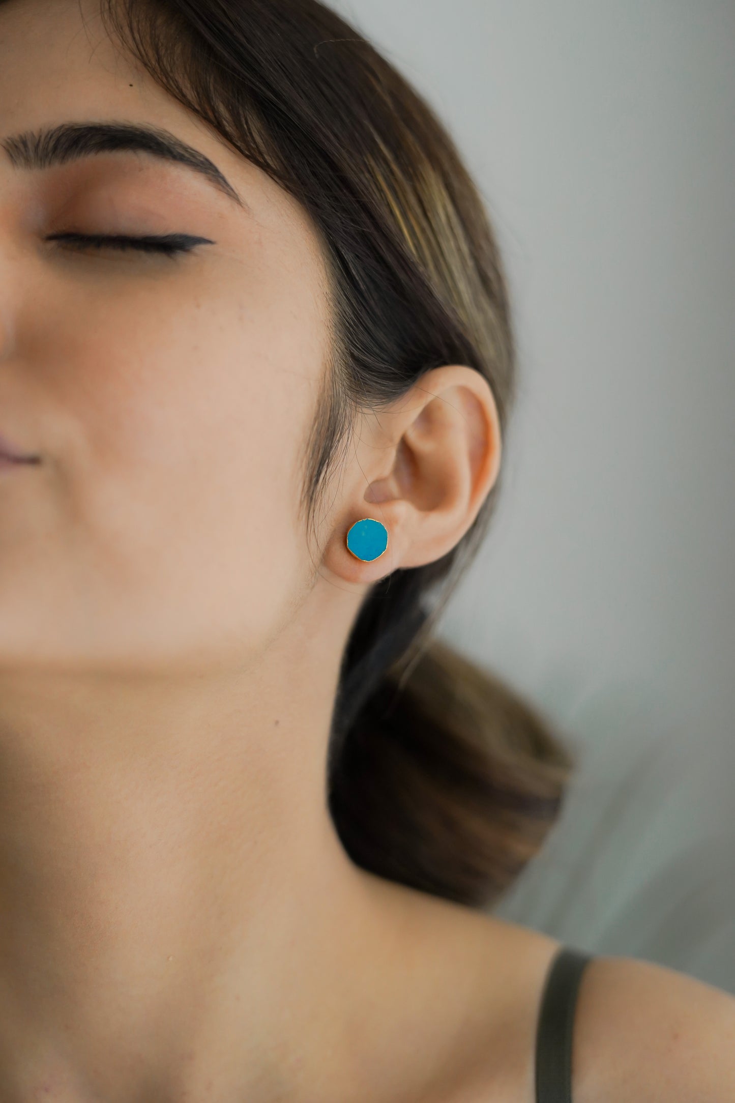 Raw Turquoise Crystal Stud Earrings| Healing Gemstone Jewelry
