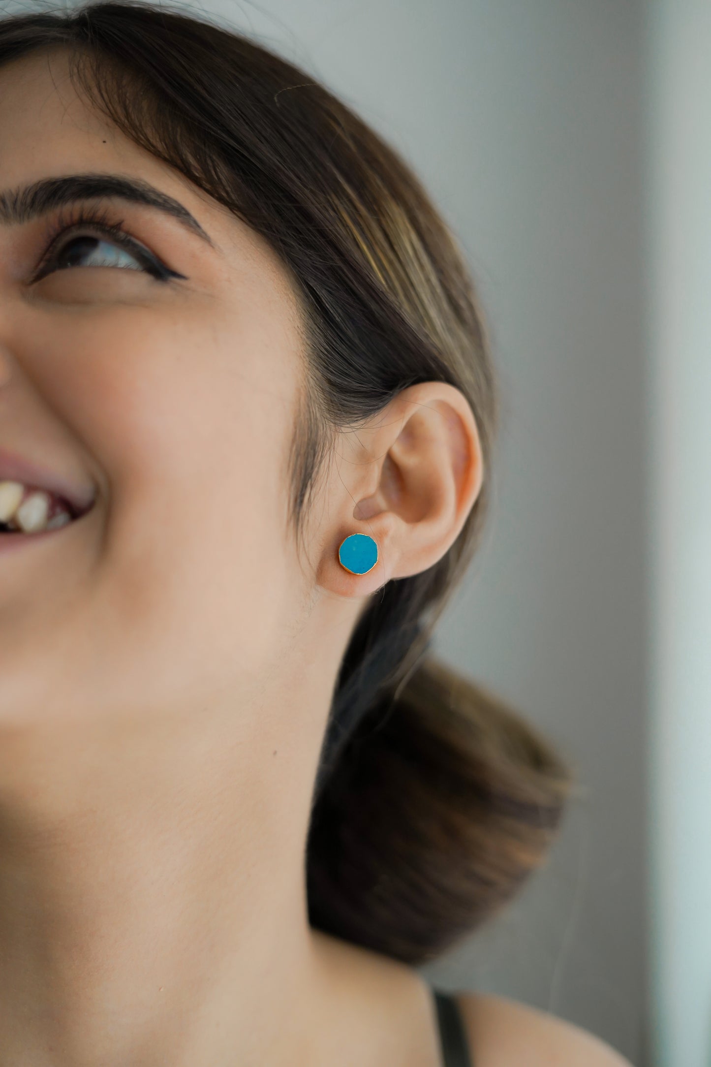 Raw Turquoise Crystal Stud Earrings| Healing Gemstone Jewelry