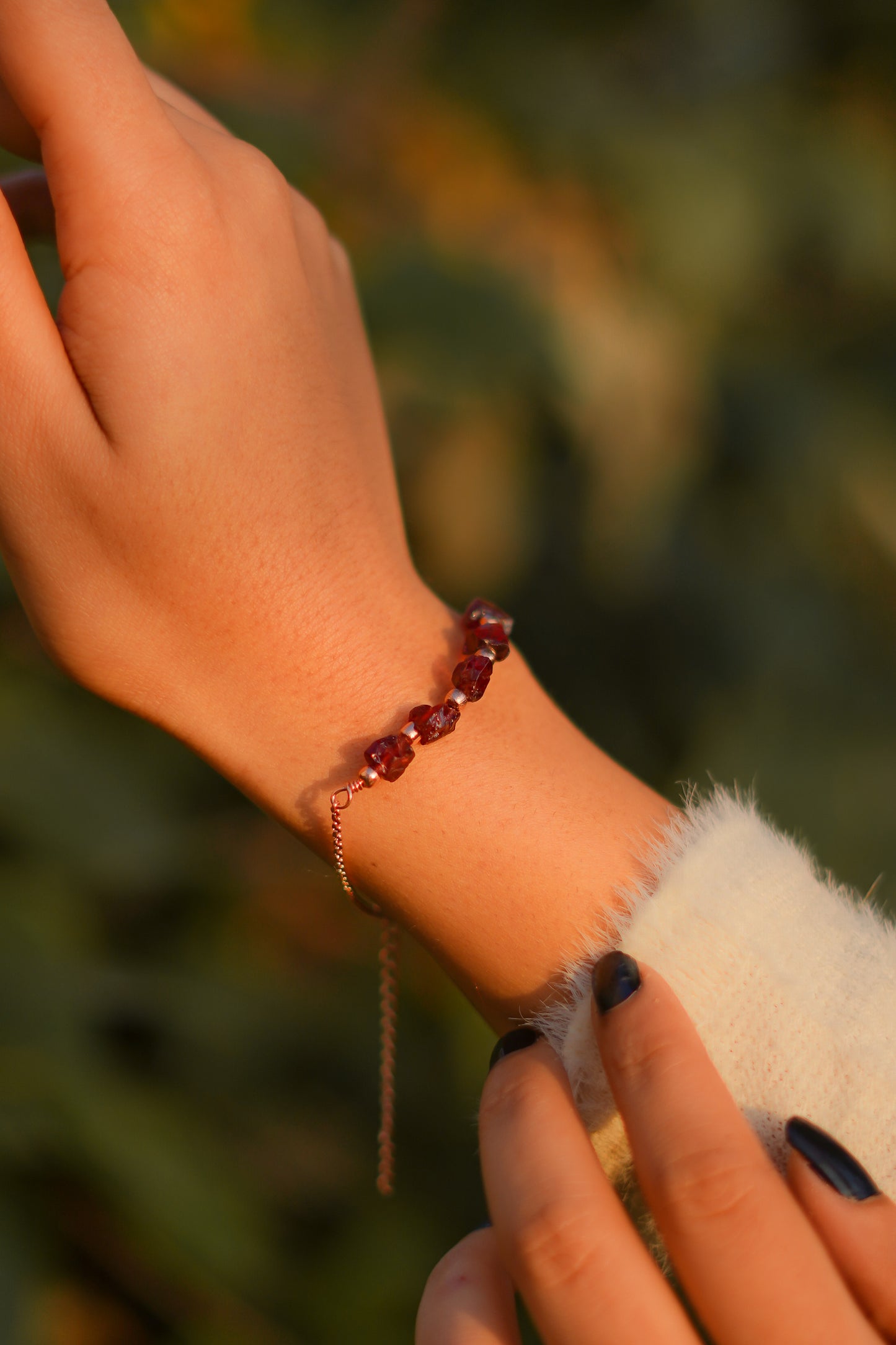 Raw Garnet bracelet| Women bracelet| Raw garnet bracelet