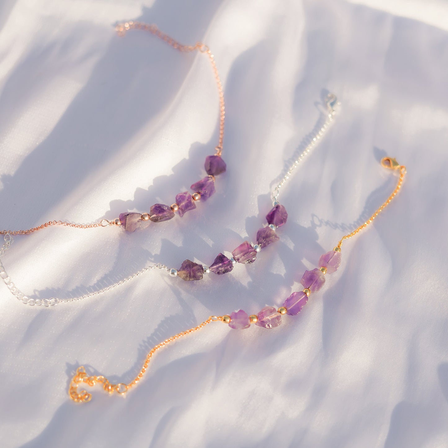 Raw Amethyst Bracelet| Healing Crystal Jewelry| Birthstone