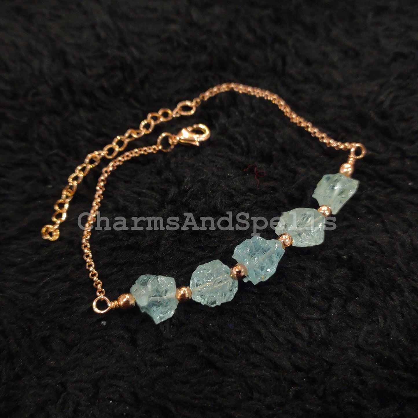 Raw Aquamarine Bracelet | Handmade Ethnic Dainty Gemstone Crystals for Women