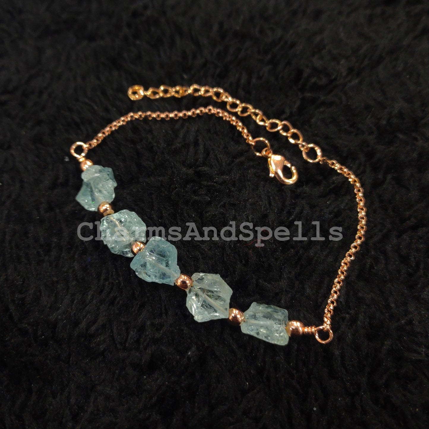Raw Aquamarine Bracelet | Handmade Ethnic Dainty Gemstone Crystals for Women