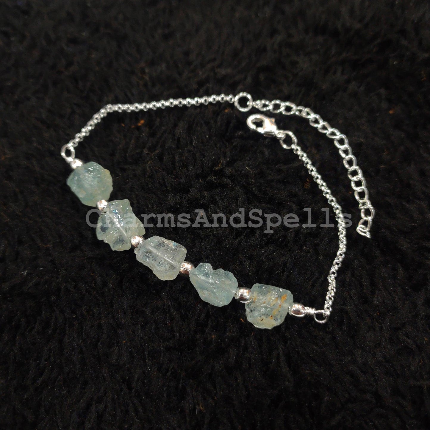 Raw Aquamarine Bracelet | Handmade Ethnic Dainty Gemstone Crystals for Women