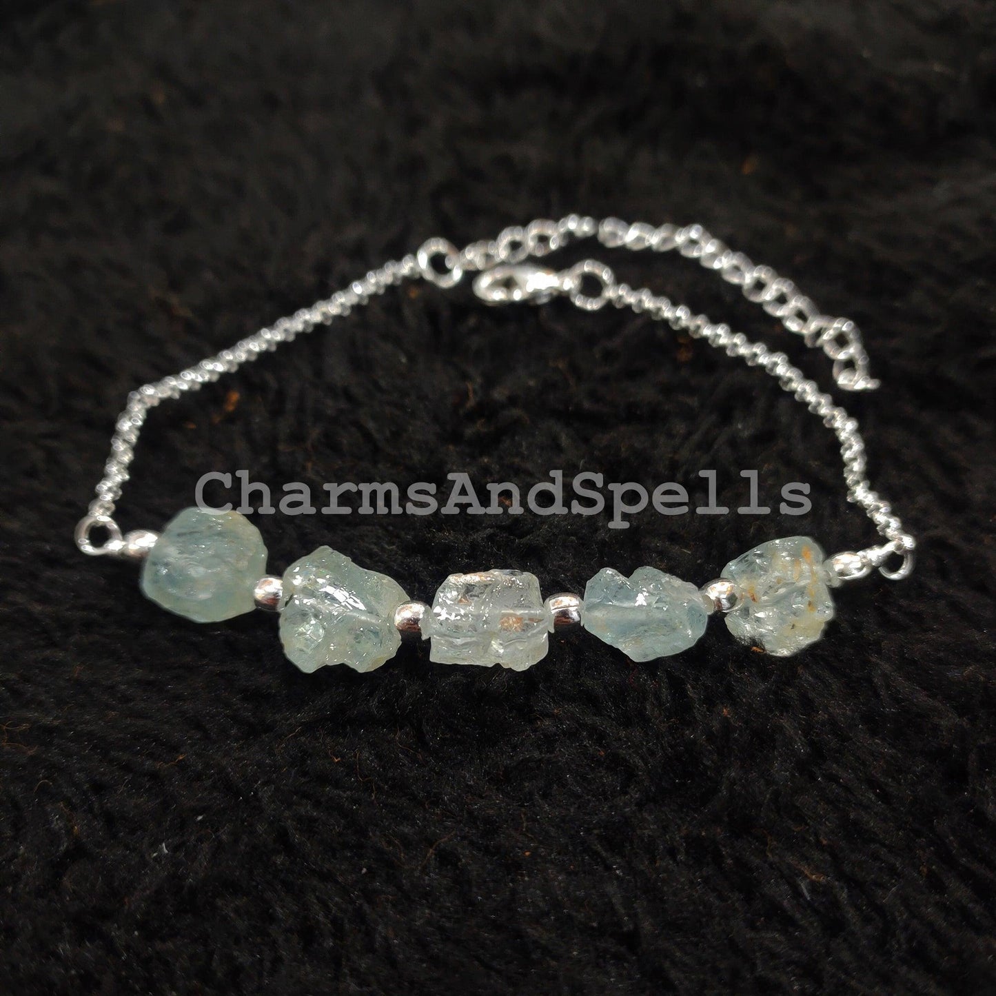 Raw Aquamarine Bracelet | Handmade Ethnic Dainty Gemstone Crystals for Women