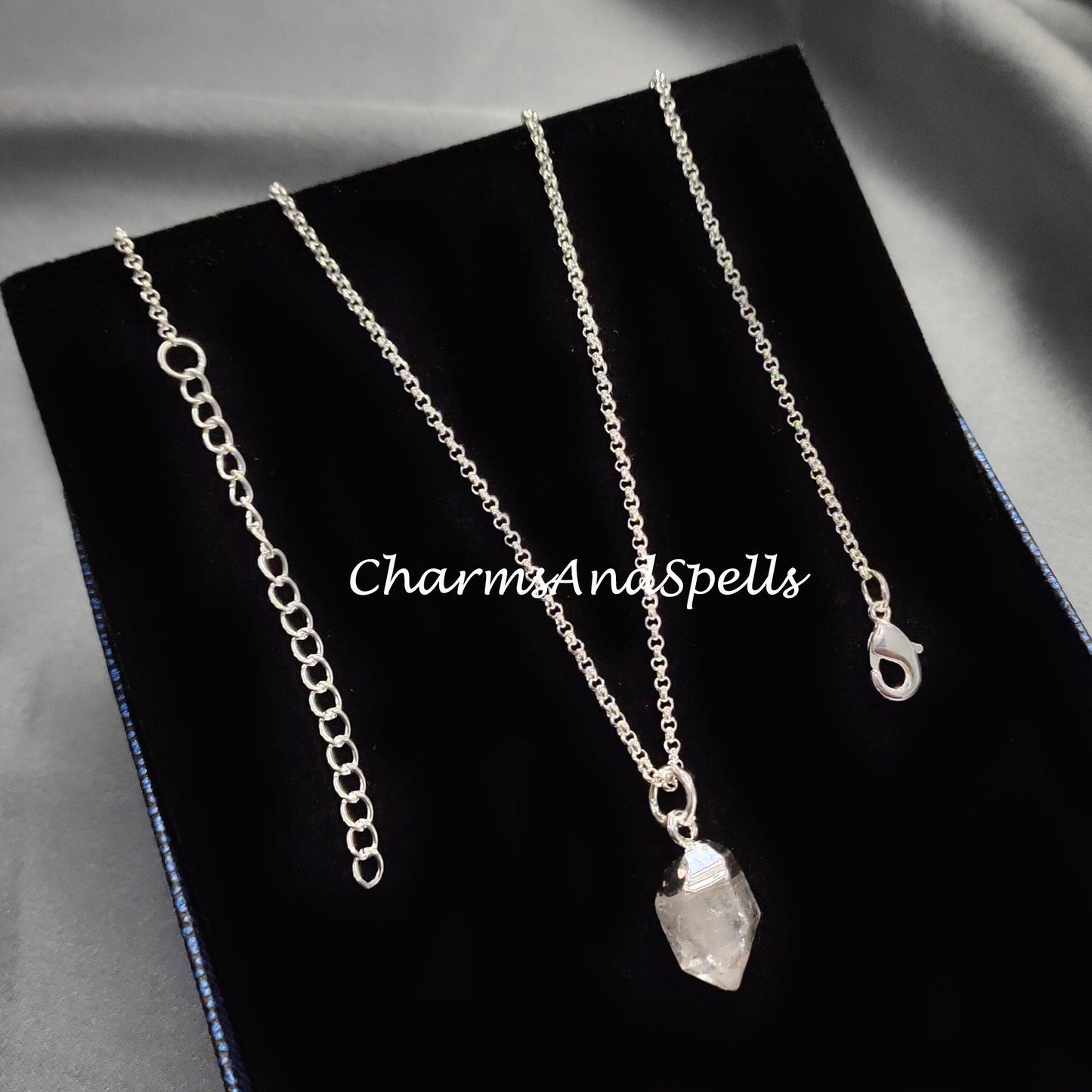 Raw Herkimer Diamond Necklace| Boho Crystal Jewelry| April Birthstone