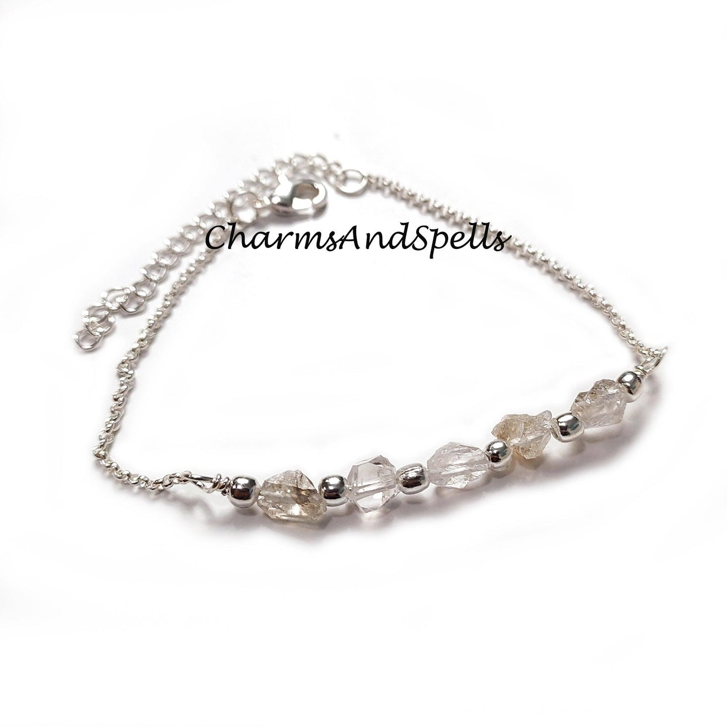 Raw Herkimer Crystal Bracelet| Healing Gemstone Jewelry| Ethnic Crystal Bracelet