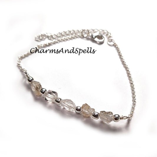 Raw Herkimer Crystal Bracelet| Healing Gemstone Jewelry| Ethnic Crystal Bracelet