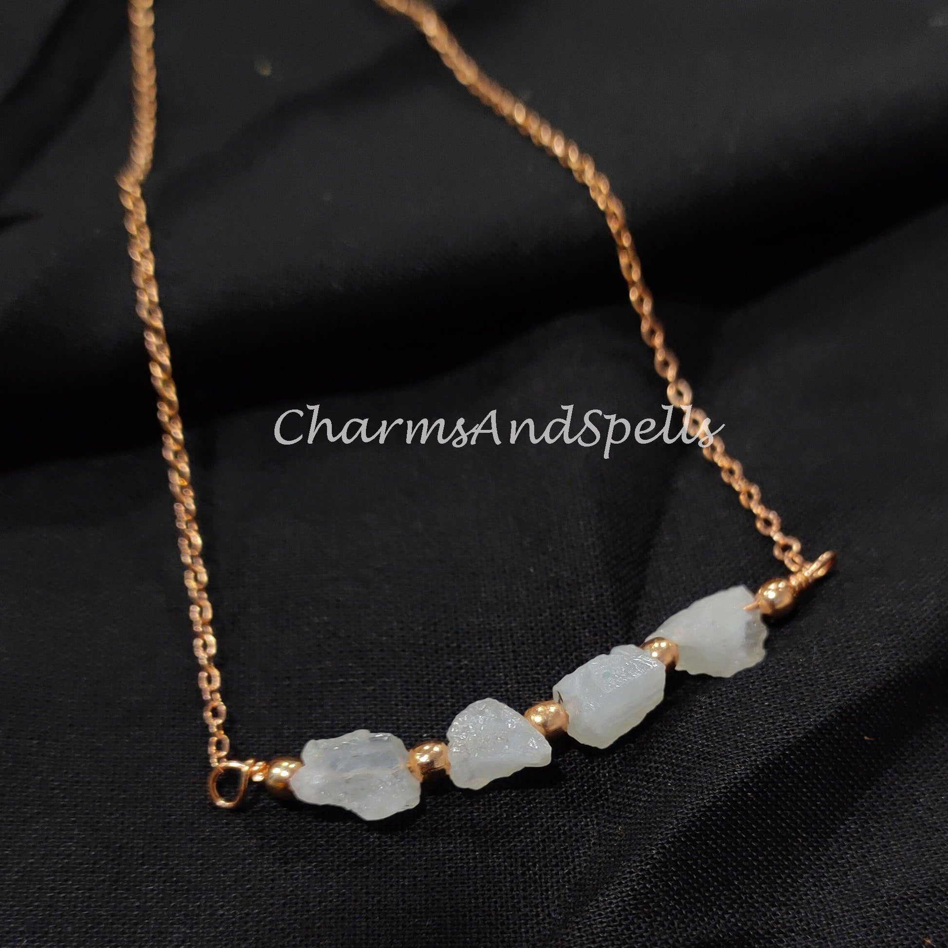 Raw Rainbow Moonstone Necklace