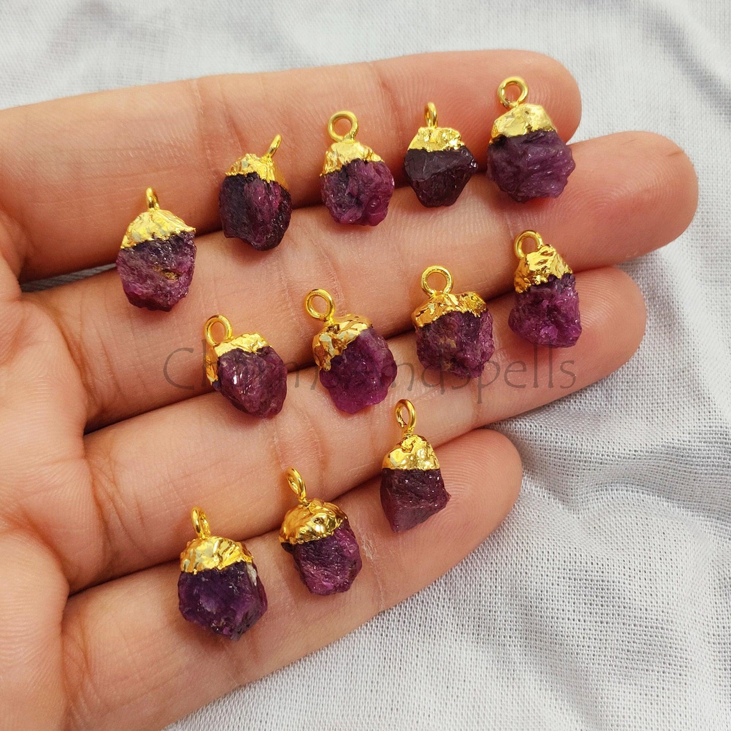 Raw Ruby Gemstone Connectors| DIY Rough Pendant Charms| July Birthstone Ruby