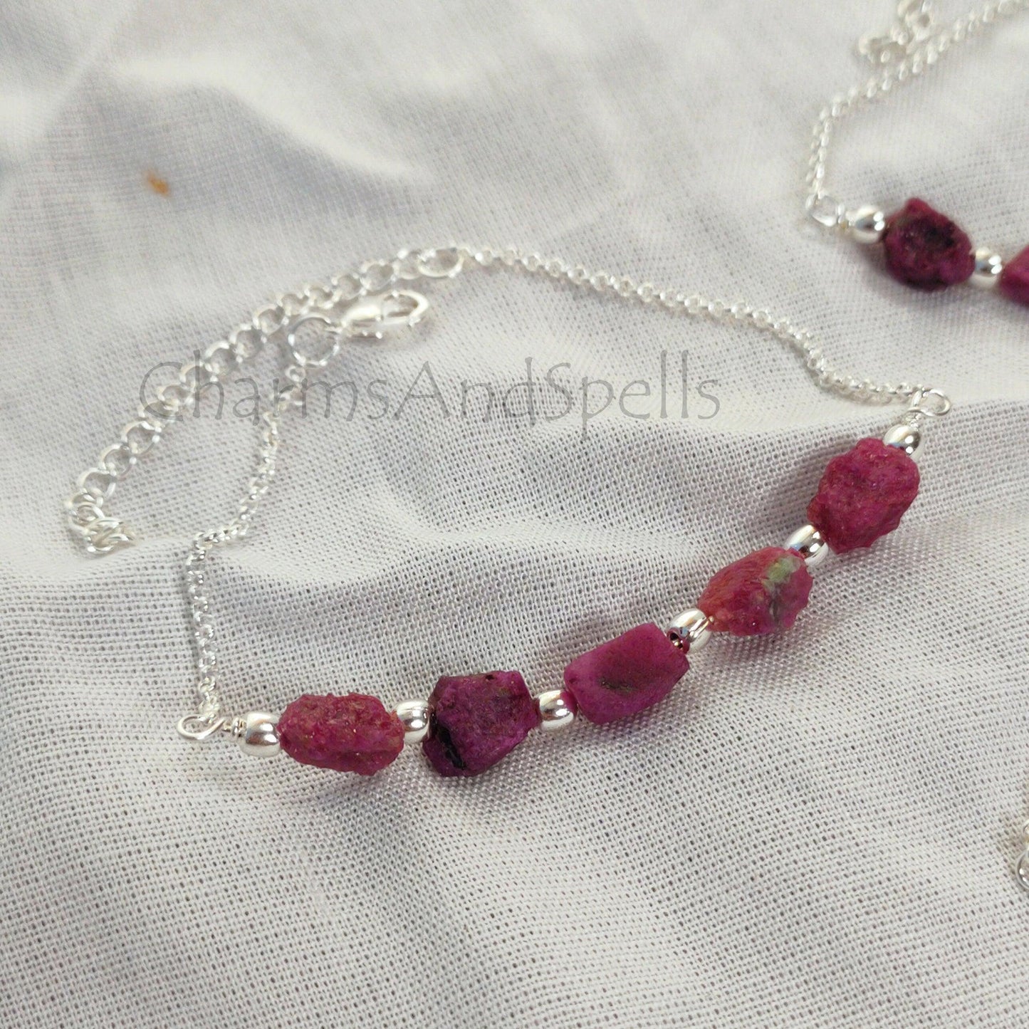 Raw Ruby Bracelet| July Birthstone Beaded Bracelet| Gold Plated Protection Crystal