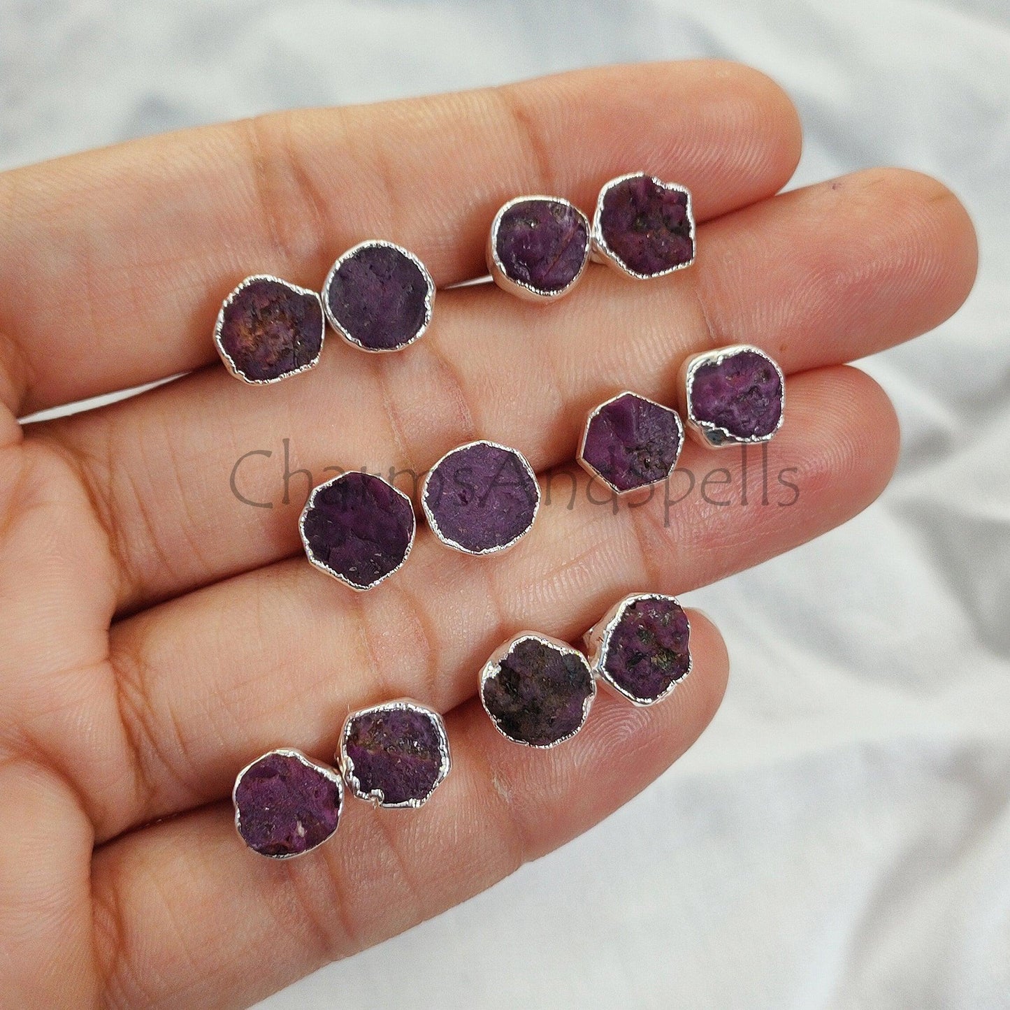 Natural Ruby Stud Earrings| Gold Plated Electroplated Gemstone Jewelry| Ethnic Ruby