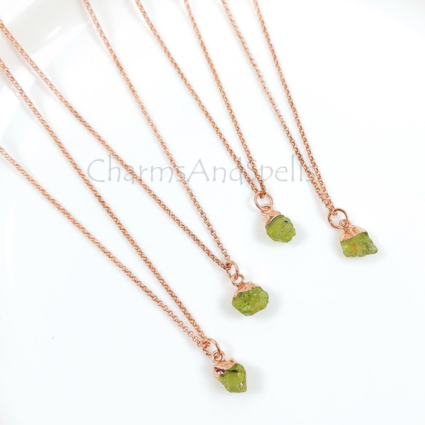 Raw Peridot Necklace | Birthstone Jewelry | Natural Stone Necklace