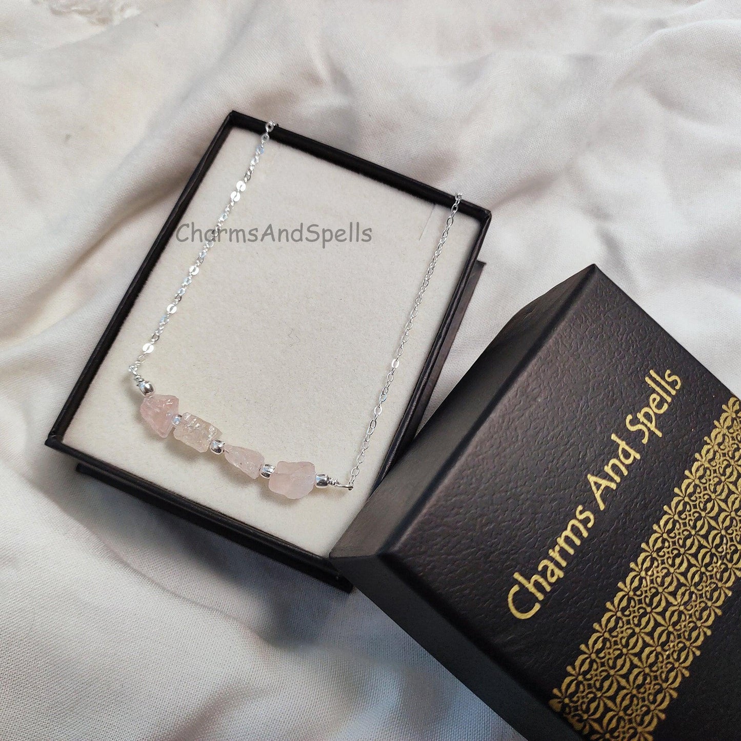 Natural Rose Quartz Necklace | Rose Gold Plated Crystal Choker Jewelry