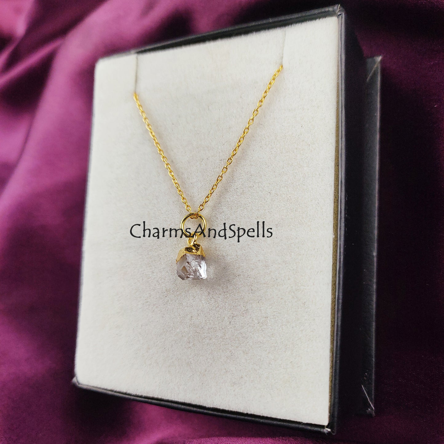 Raw Crystal Quartz Necklace | Electroplated  Minimalist Charm Jewelry