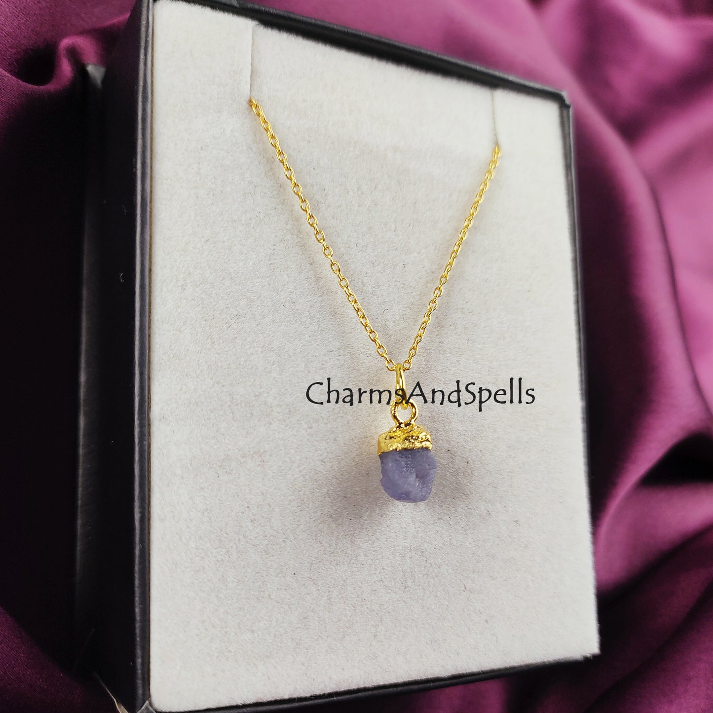 Raw Tanzanite Necklace | Natural Crystal Pendant December Birthstone Jewelry