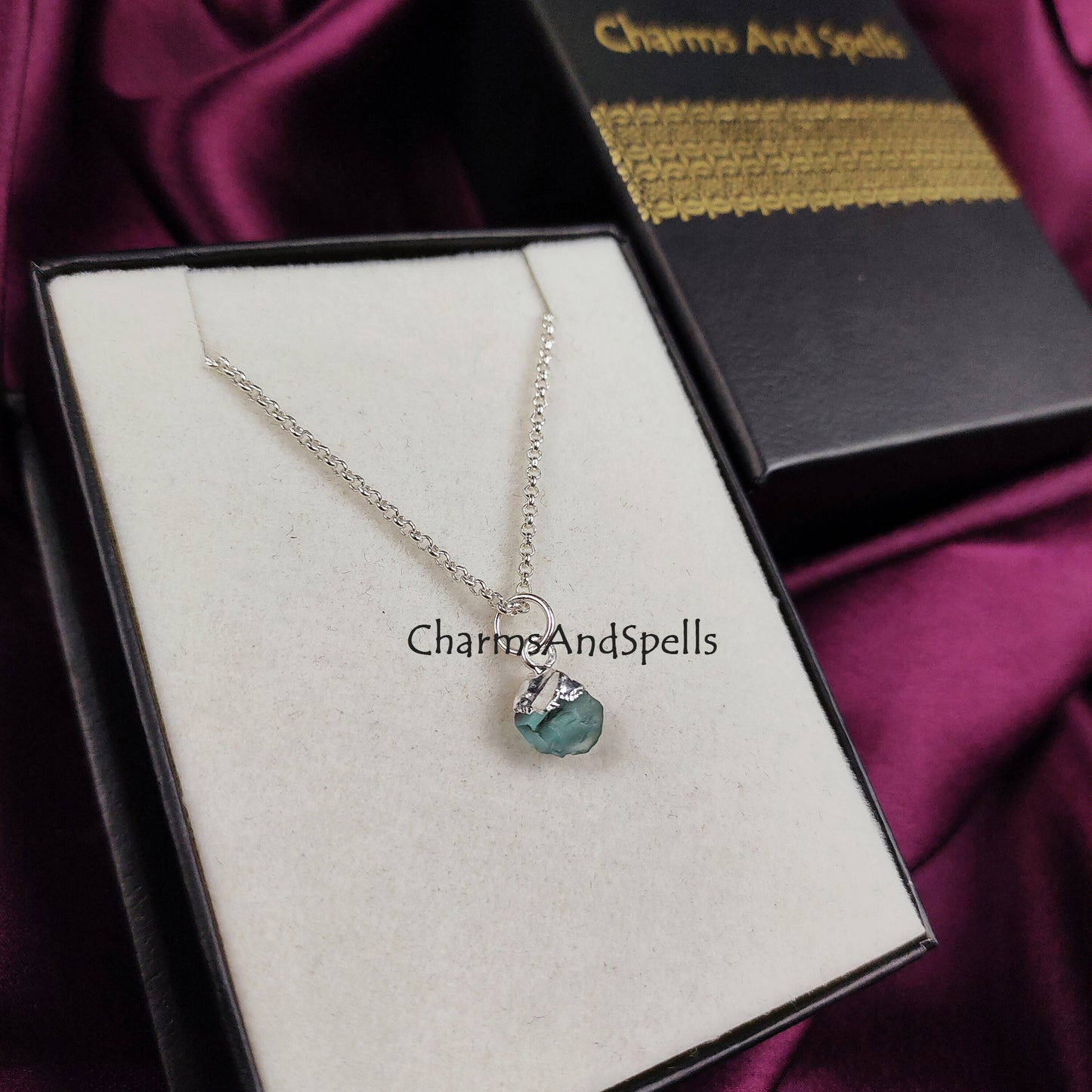 Raw Neon Apatite Necklace | Natural Gemstone Pendant Yellow Gold Jewelry