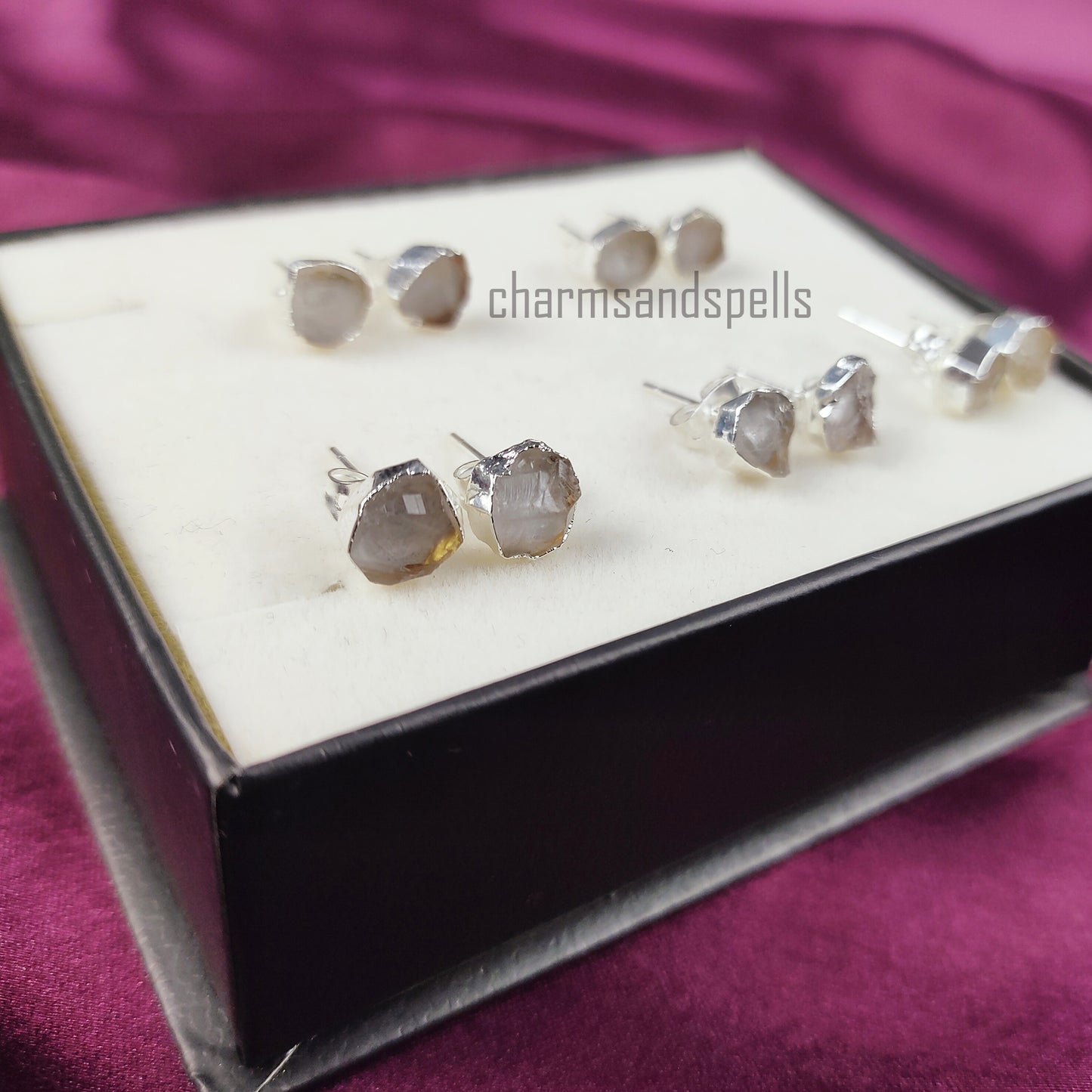 Raw Clear Quartz Stud Earrings | Natural Crystal Earrings Healing Stone