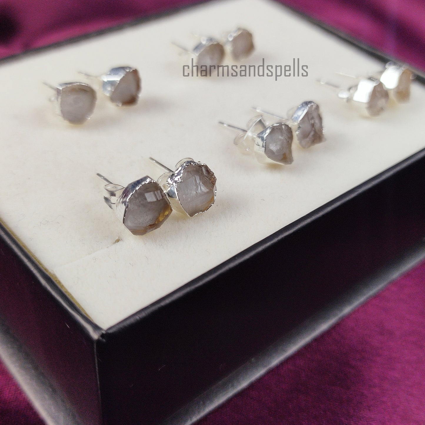 Raw Clear Quartz Stud Earrings | Natural Crystal Earrings Healing Stone