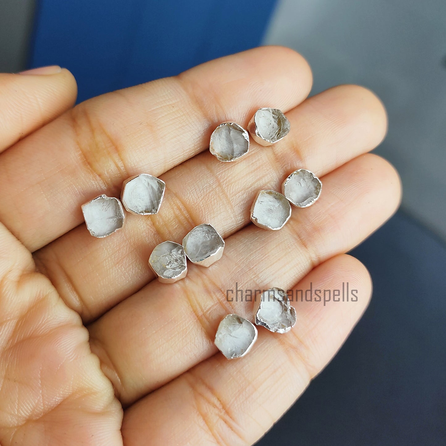 Raw Clear Quartz Stud Earrings | Natural Crystal Earrings Healing Stone