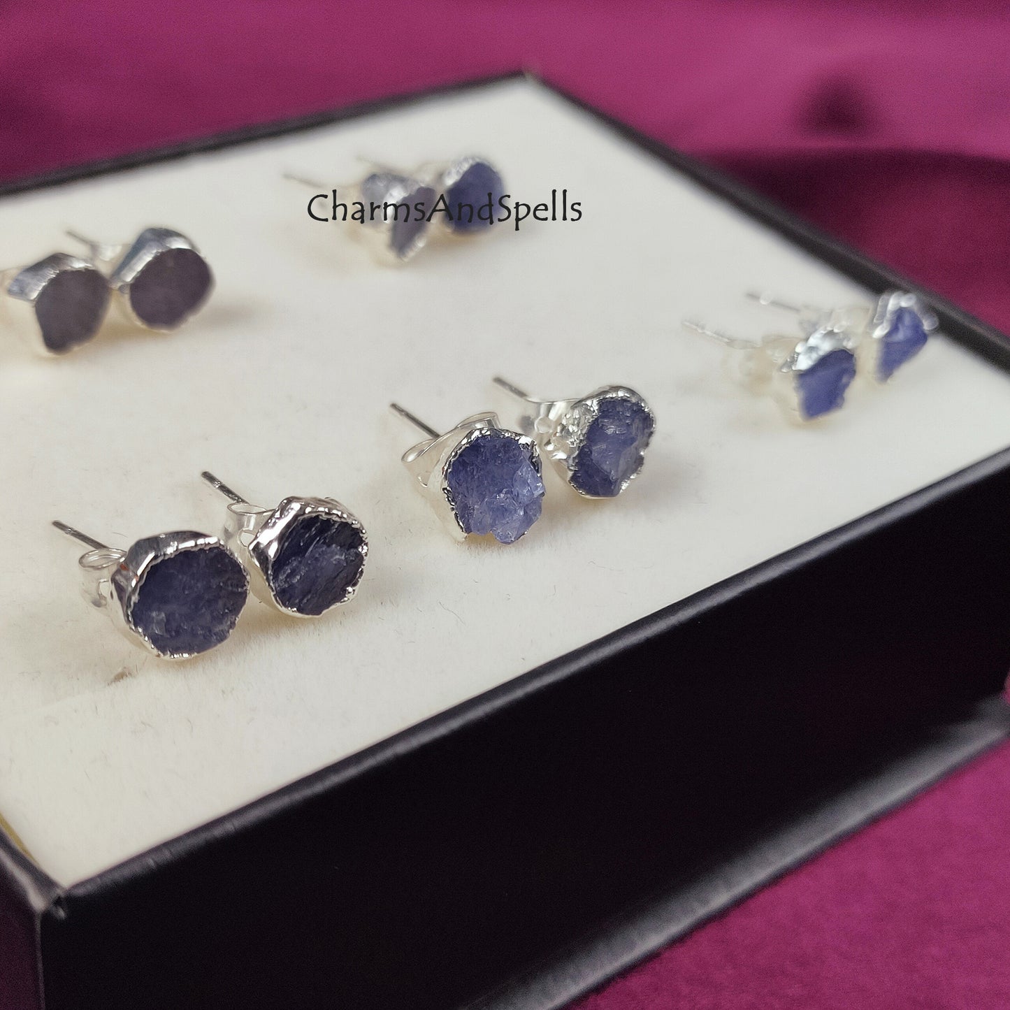 Raw Tanzanite Stud Earrings| Tiny Crystal Gemstone Jewelry| Bridesmaid Gift
