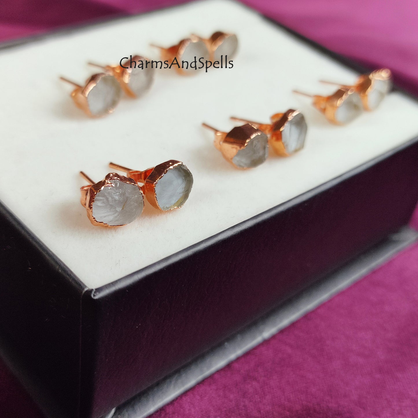 Raw Clear Quartz Stud Earrings | Natural Crystal Earrings Healing Stone