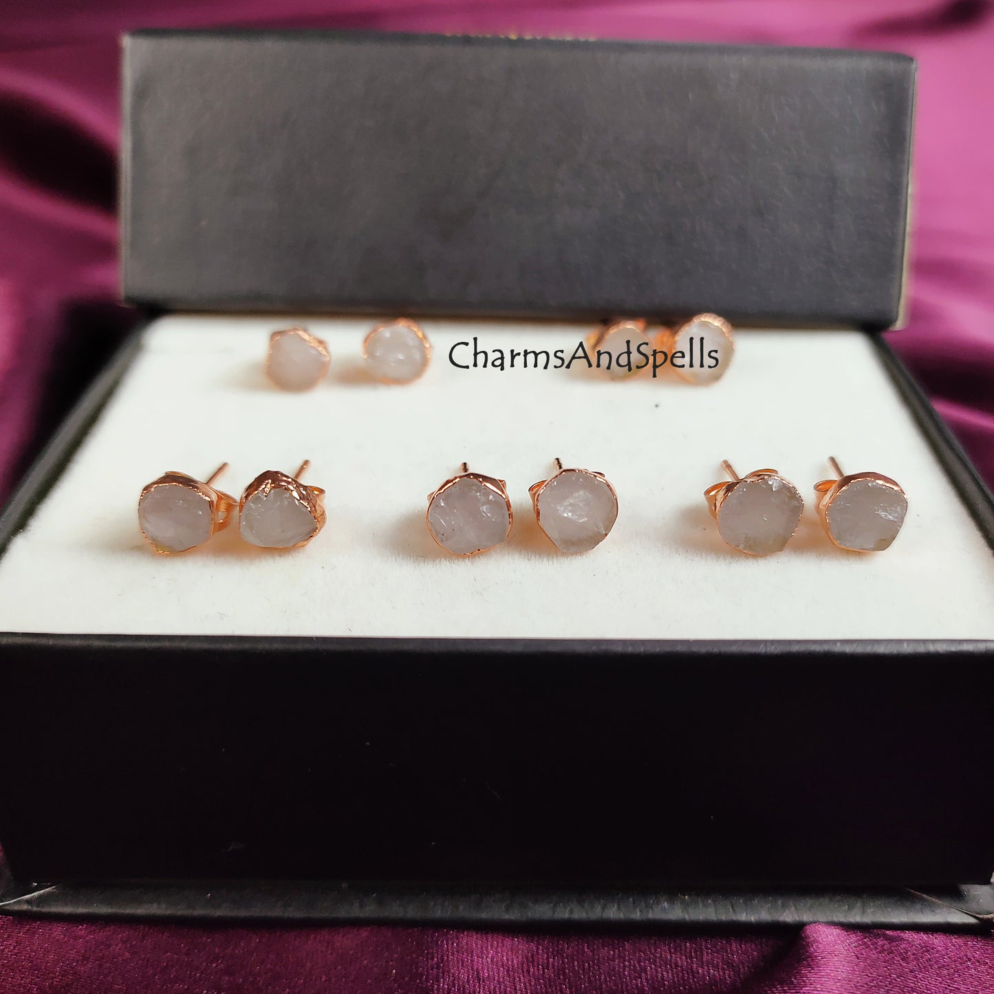 Raw Rose Quartz Stud Earrings| Pink Quartz Gemstone Jewelry| Dainty Stone Earrings