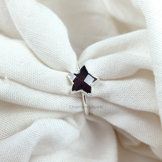 Garnet Star Ring | Handmade Boho January Birthstone Jewelry