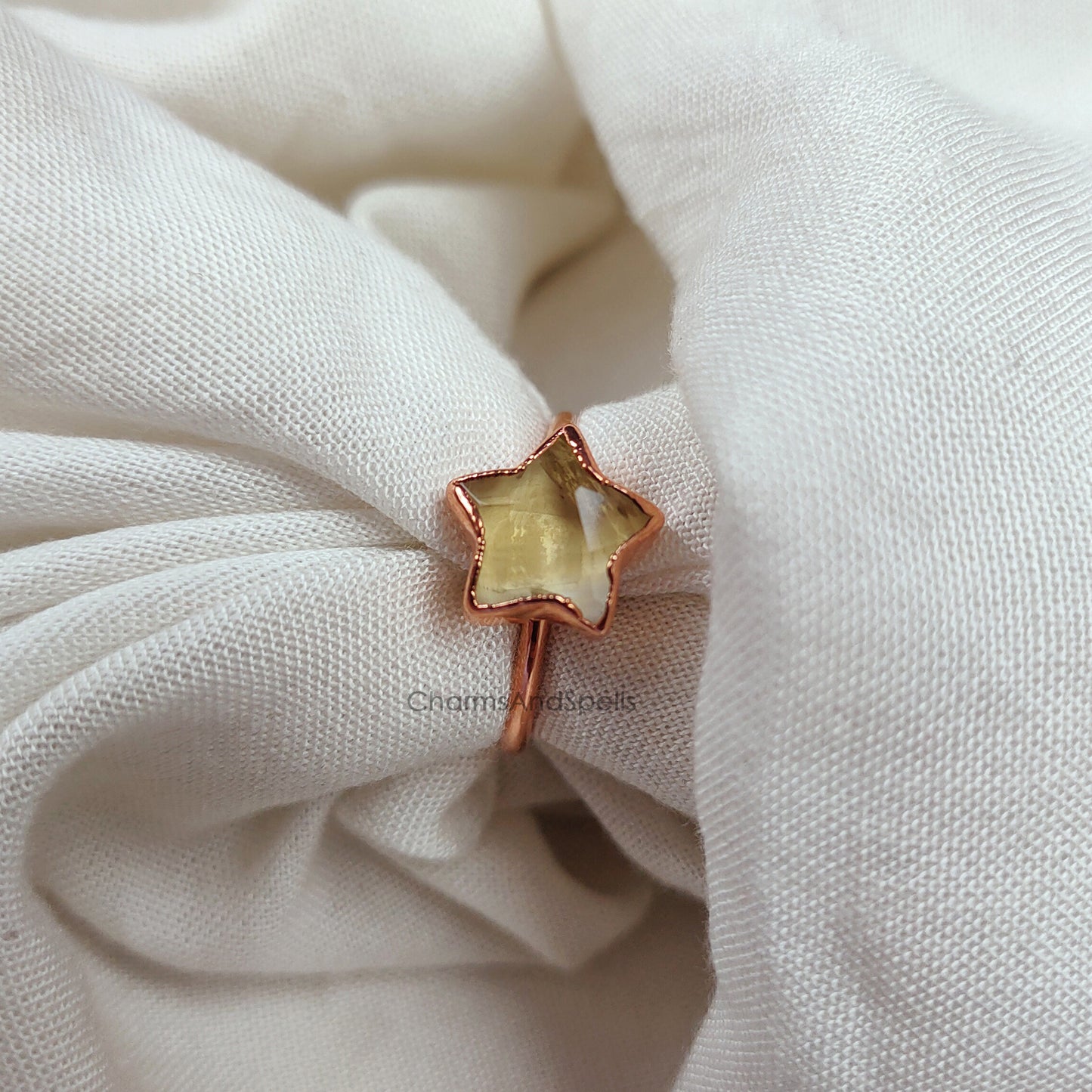 Natural Citrine Ring | Handmade Star-Shaped Jewelry, November Birthstone