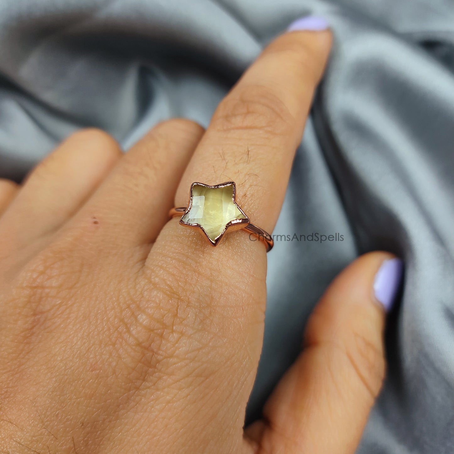 Natural Citrine Ring | Handmade Star-Shaped Jewelry, November Birthstone