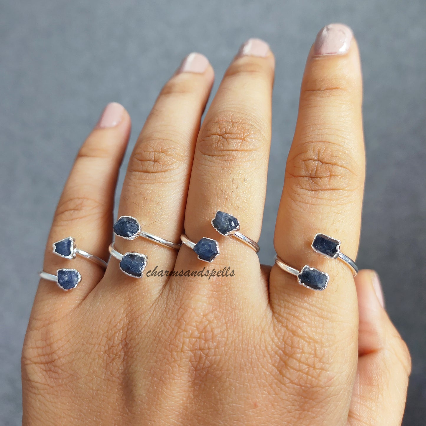 Natural Blue Sapphire Ring | Raw Sapphire Boho Jewelry