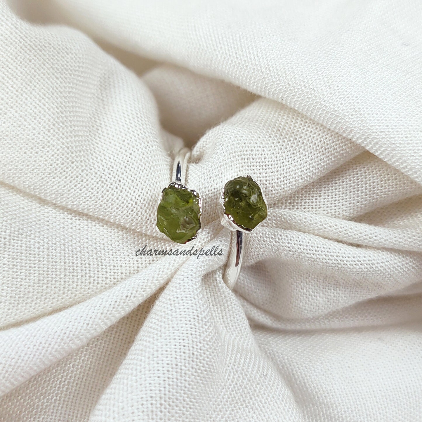 Raw Peridot Ring | Natural August Birthstone Healing Crystal Gemstone