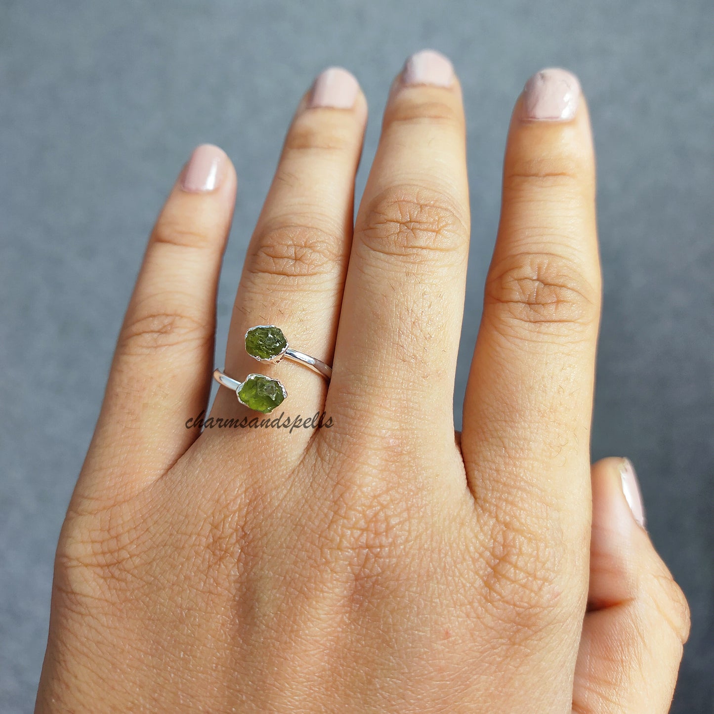 Raw Peridot Ring | Natural August Birthstone Healing Crystal Gemstone