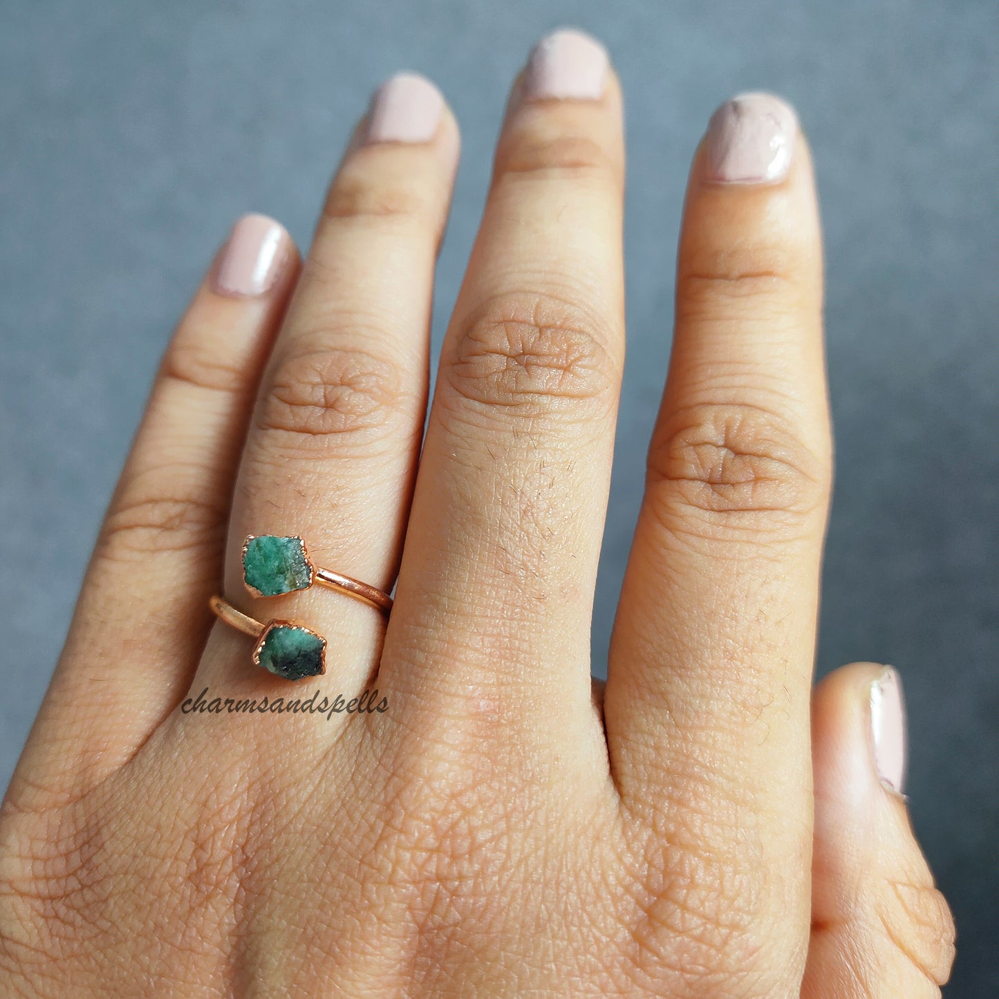 Raw Emerald Ring | Natural May Birthstone Green Gemstone Dainty Jewelry