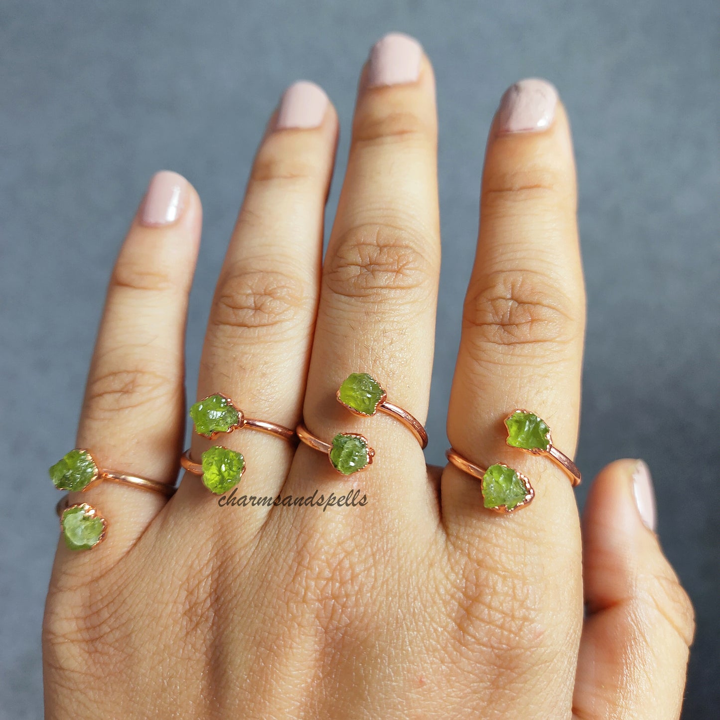 Raw Peridot Ring | Natural August Birthstone Healing Crystal Gemstone