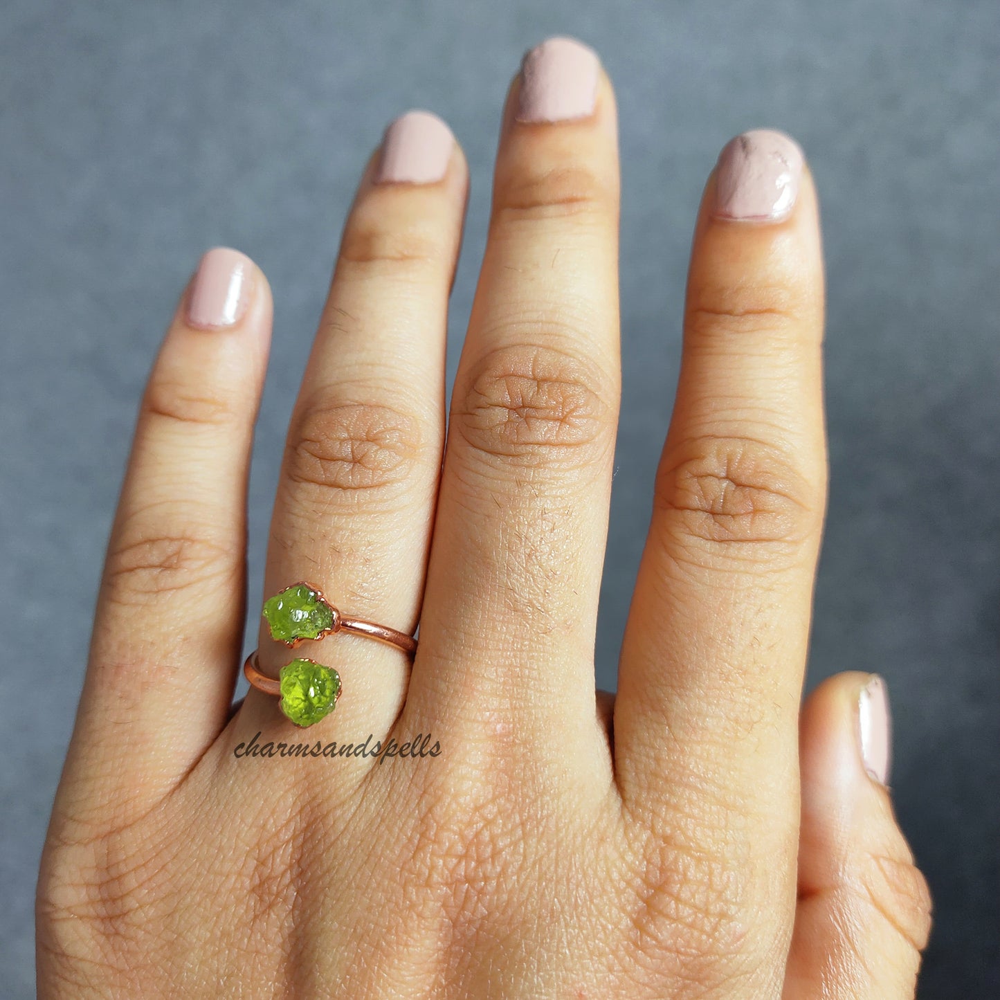 Raw Peridot Ring | Natural August Birthstone Healing Crystal Gemstone