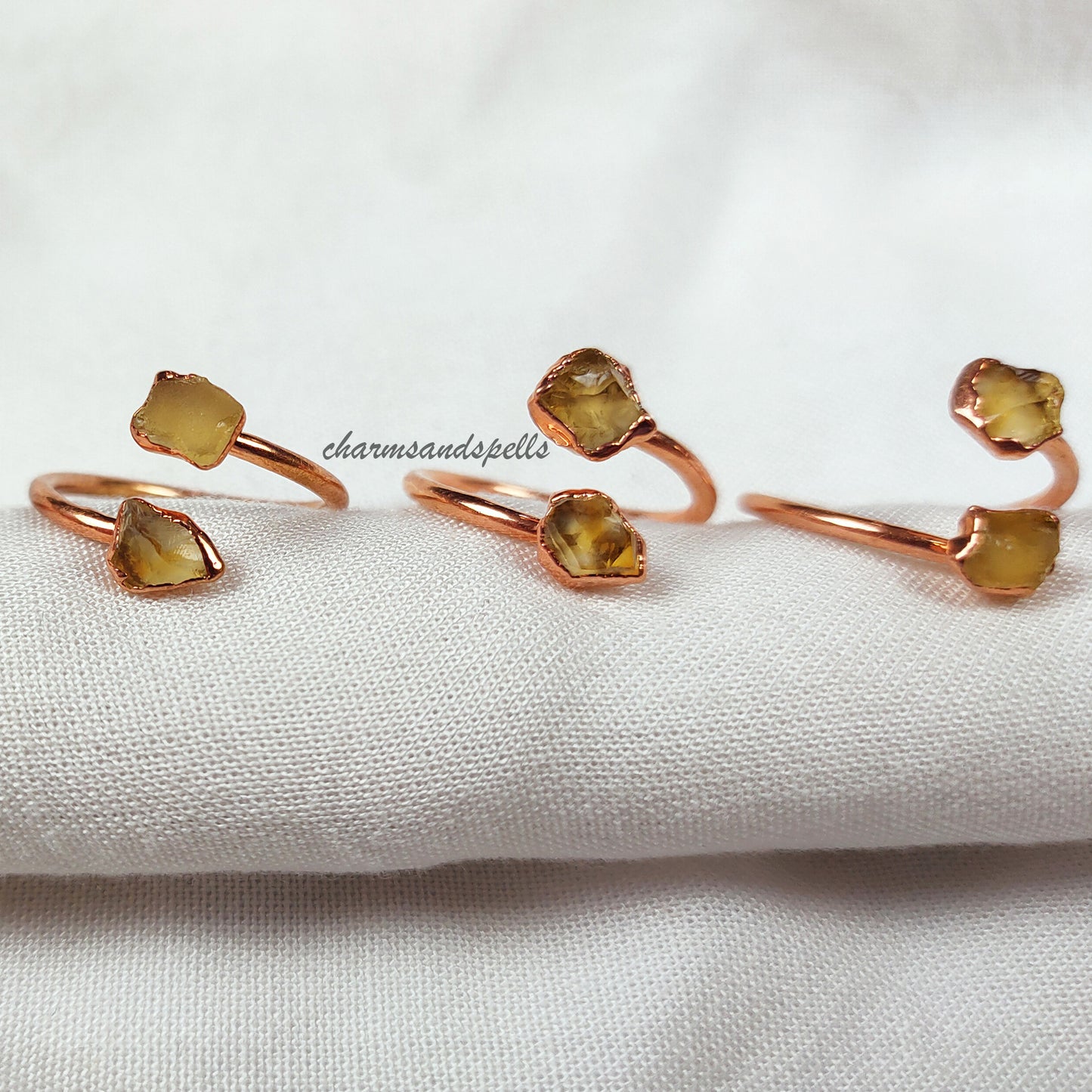 Natural Citrine Ring | Gold Electroplated Raw Crystal Jewelry
