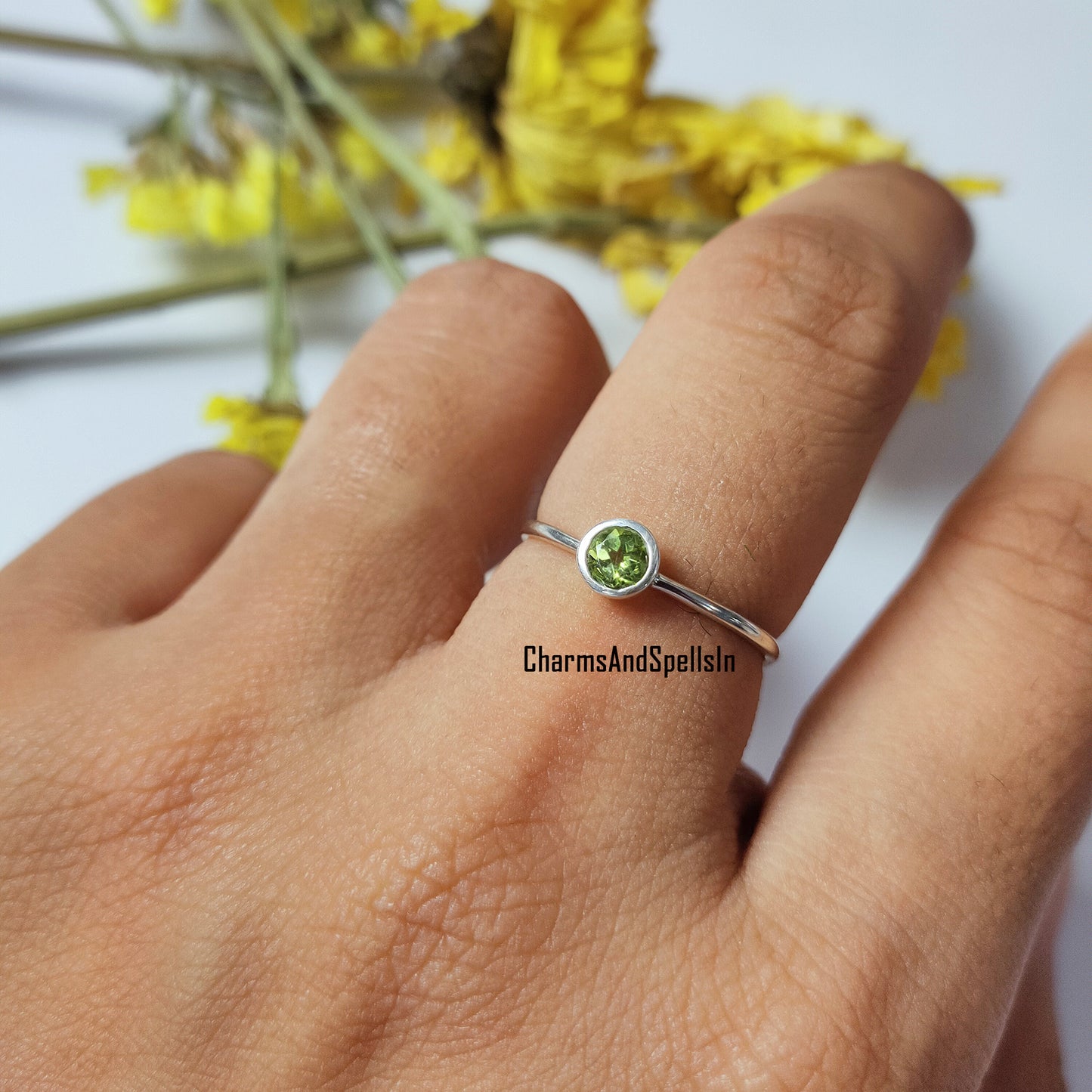 Amazing Peridot Silver Ring, 925Sterling Silver Jewelry, Natural Peridot Gemstone Ring, Dainty Ring, Peridot Promise Ring, Gift For Her,Gift