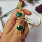 Genuine Green Onyx Cuff Bangle | Handmade Adjustable Gemstone Jewelry